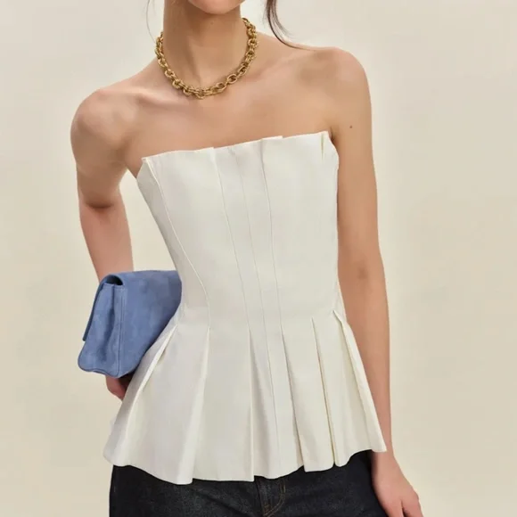 Reformation Ashlyn Top - White Ivory Beau Cocktail Cotton Causal Party - Picture 3 of 9